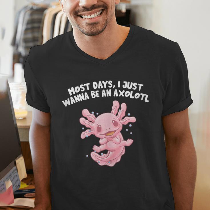 Most Days I Just Wanna Be An Axolotl Salamander Introvert Men's V-Neck T-Shirt