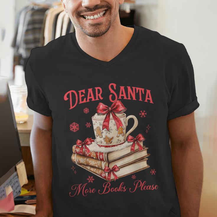 Dear Santa More Books Please Reading Book Lover Christmas Men's V-Neck T-Shirt
