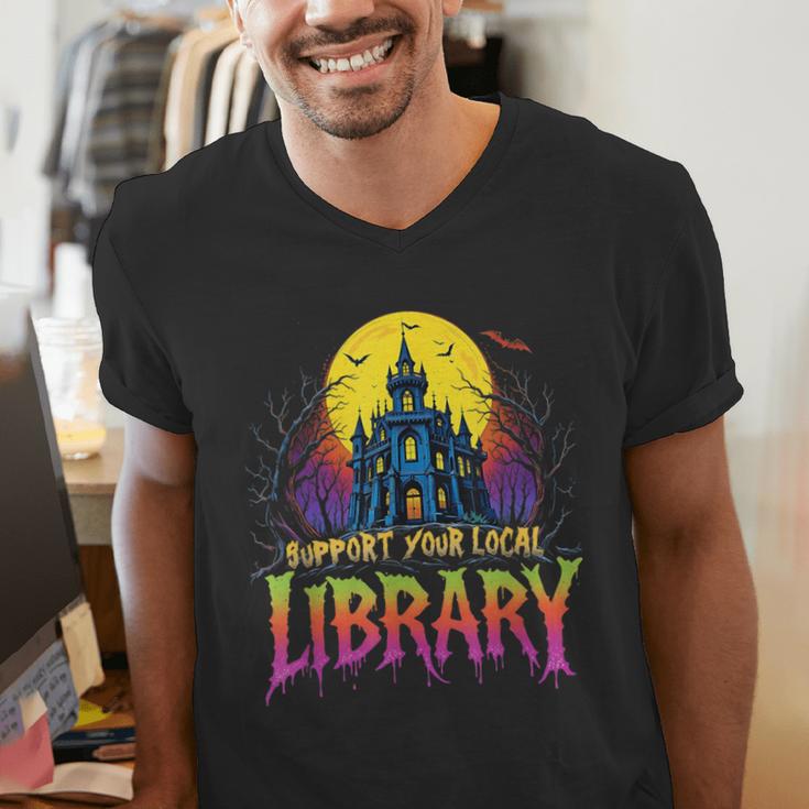 Death Gothic Support Your Local Library Lovers Book Men's V-Neck T-Shirt