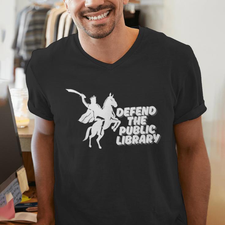 Defend Public Library Support Local Library Book Lover Men's V-Neck T-Shirt Defend Public Library Support Local Library Book Lover Men's V-Neck T-Shirt