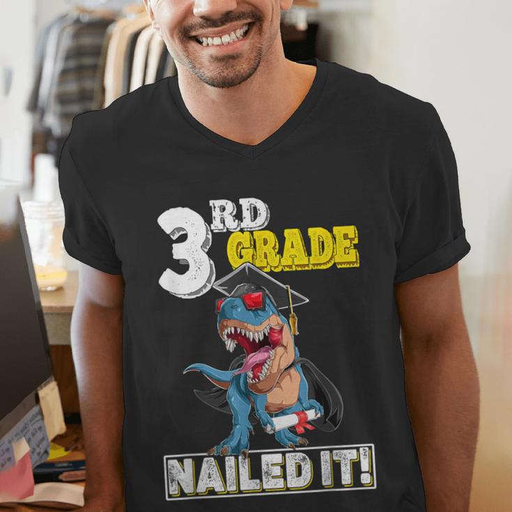 Dinosaur Graduation Cap Gown 3rd Grade Graduate Nailed It Men's V-Neck T-Shirt