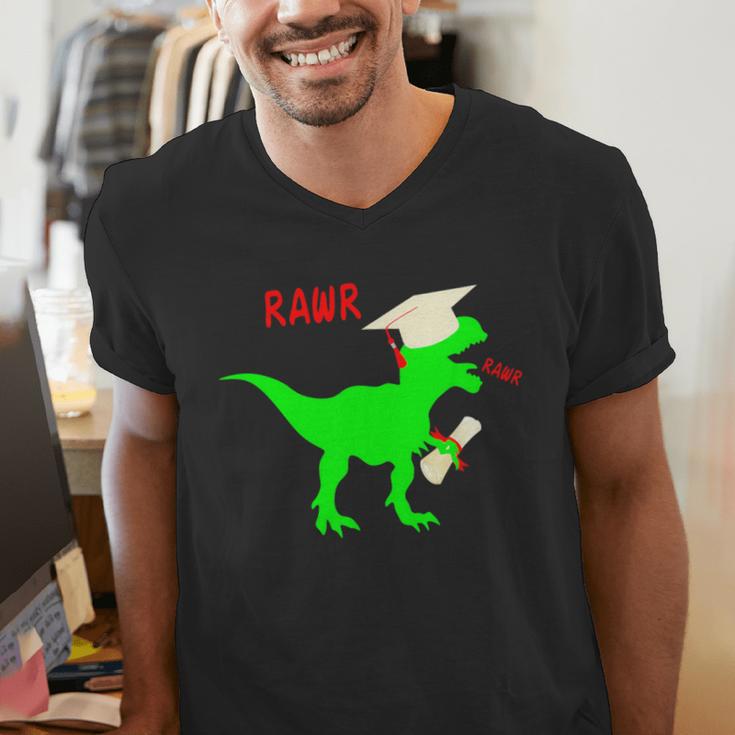 Dinosaur Rawr Diploma Grad Graduate Graduation Men's V-Neck T-Shirt
