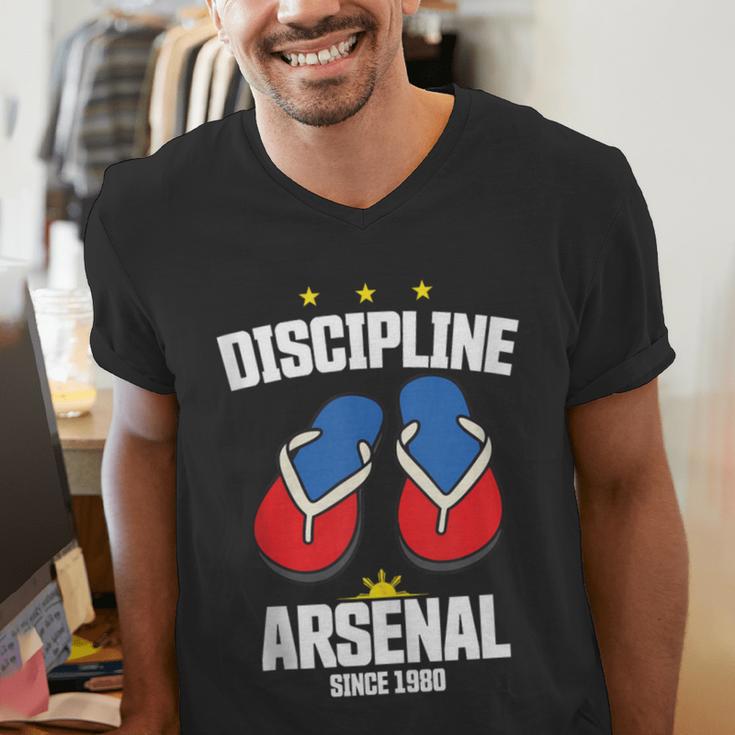 Discipline Arsenal Pinoy Nostalgia Filipino Tsinelas Men's V-Neck T-Shirt Discipline Arsenal Pinoy Nostalgia Filipino Tsinelas Men's V-Neck T-Shirt