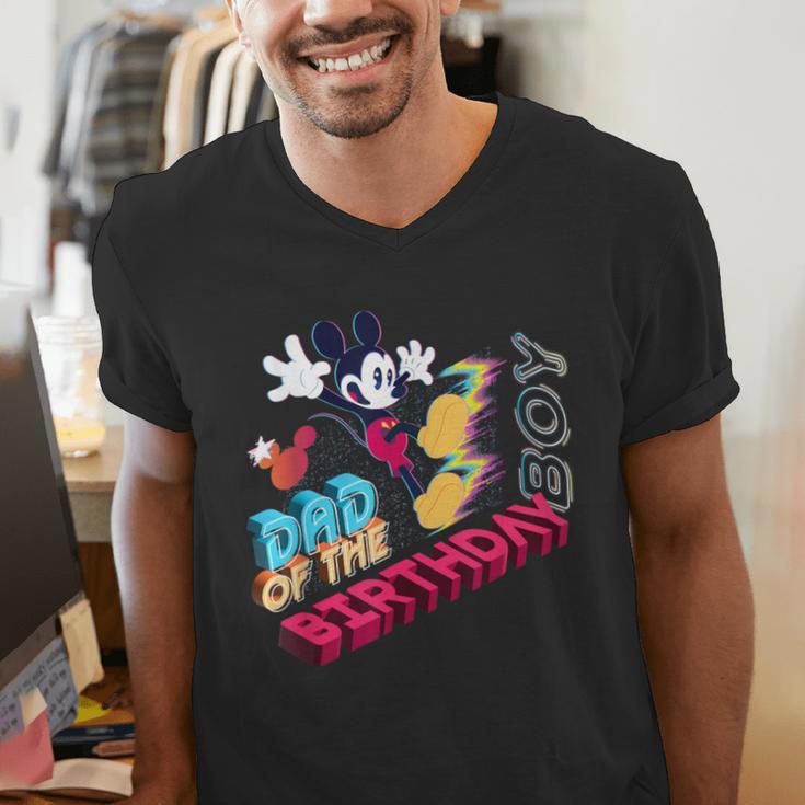 Disney Mickey Mouse Family Star Dad Of The Birthday Boy Men's V-Neck T-Shirt