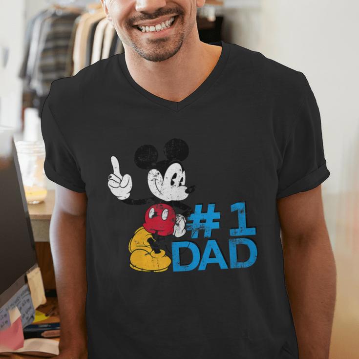 Disney Mickey Mouse Father's Day 1 Dad Men's V-Neck T-Shirt