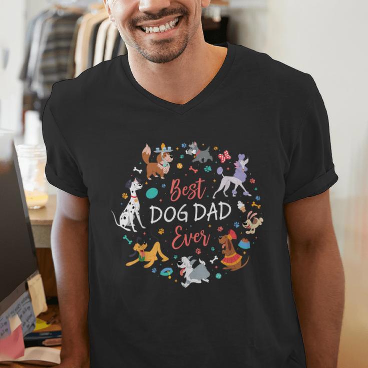 Disney Pet Parent Father’s Day Disney Dogs Best Dog Dad Ever Men's V-Neck T-Shirt