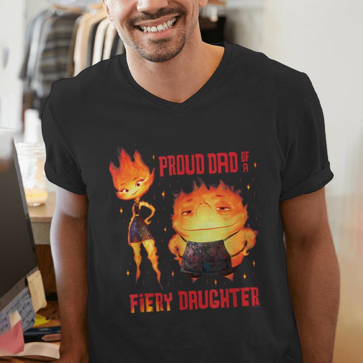 Disney And Pixar’s Elemental Proud Dad Of a Fiery Daughter Men's V-Neck T-Shirt