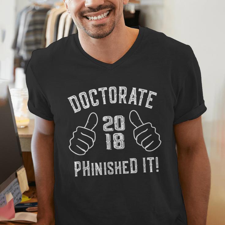 Doctorate Degree Graduation Shirt PHinisheD It For Him Her Men's V-Neck T-Shirt