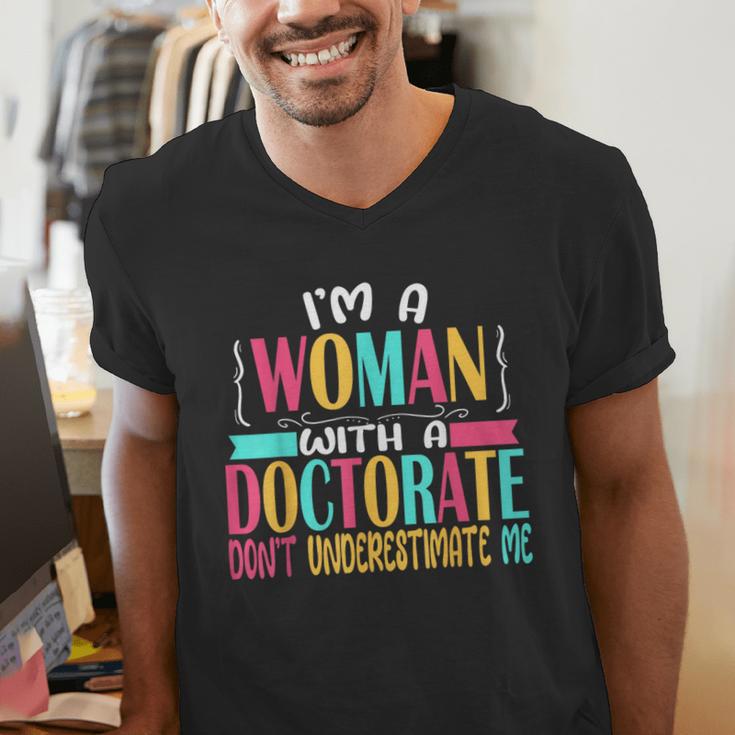Doctorate Degree PhD Graduation PsyD Woman EdD Psychology Men's V-Neck T-Shirt