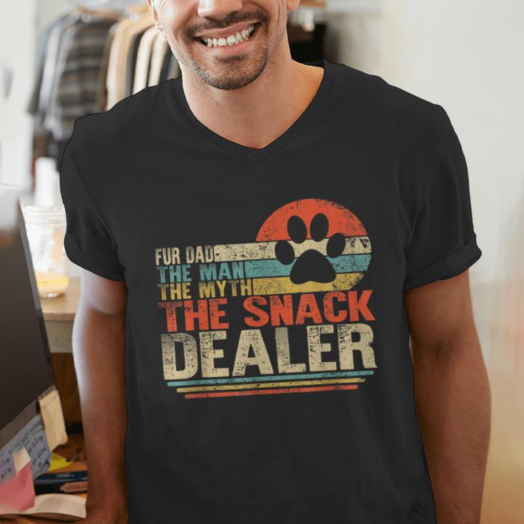 Dog Fathers Day Fur Dad The Man The Myth The Snack Dealer Men's V-Neck T-Shirt