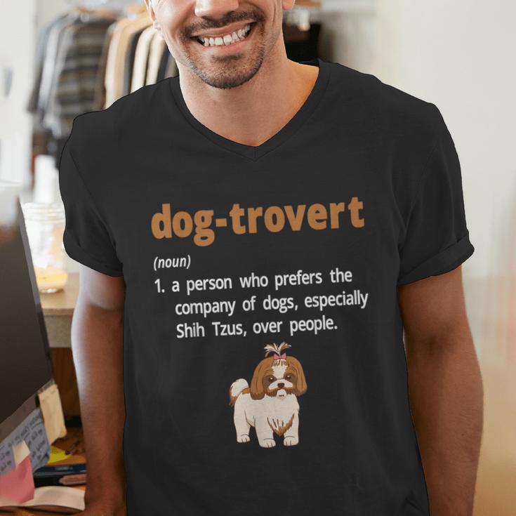 Dog-Trovert Shih Tzu Humor Definition Introvert Men's V-Neck T-Shirt