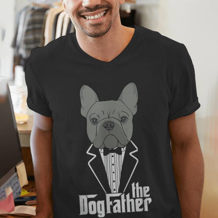 The Dogfather French Bulldog Dad Frenchie Papa T-Shirt Small Men's V-Neck T-Shirt