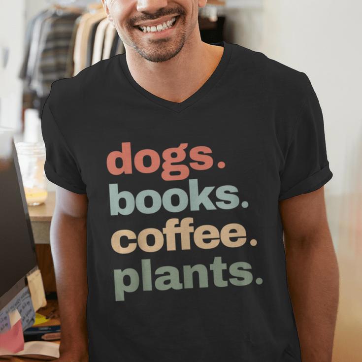 Dogs Books Coffee Plant Lover Gardening Cute Mom Life Men's V-Neck T-Shirt