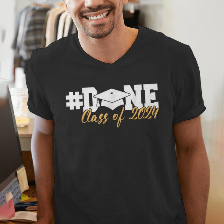 DONE Class Of 2024 Graduation For Her Him Grad Senior 2024 Men's V-Neck T-Shirt
