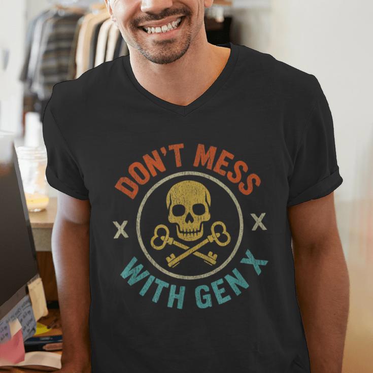 Don't Mess With Gen X Vintage Grunge Skull 80s Nostalgia Men's V-Neck T-Shirt
