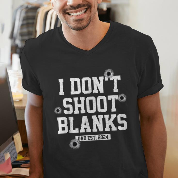 I Don't Shoot Blanks Dad Promoted To Daddy 2024 Father's Day Men's V-Neck T-Shirt
