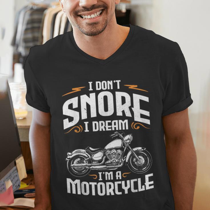 I Don't Snore I Dream I'm A Motorcycle Biker Dad Men's V-Neck T-Shirt