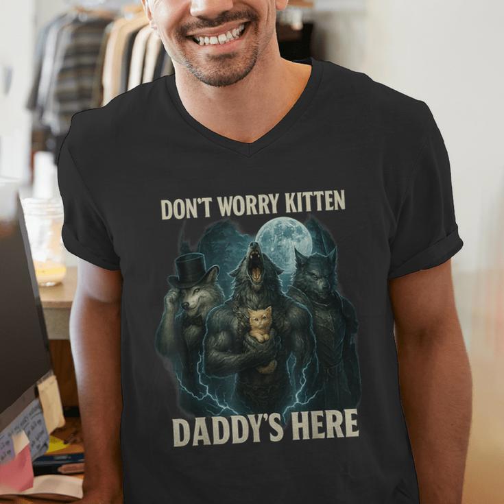 Don't Worry Kitten Daddy's Here Men's V-Neck T-Shirt