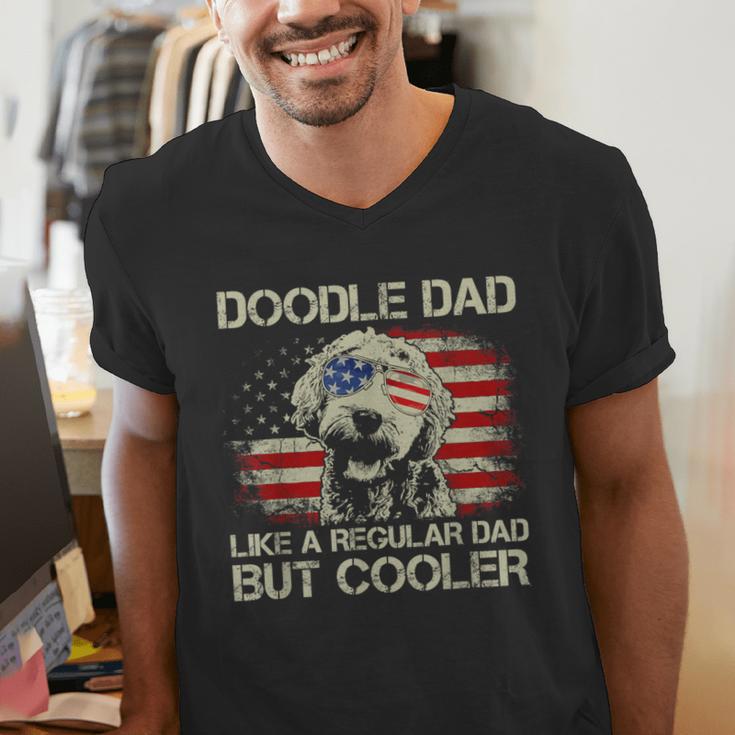 Doodle Dad Goldendoodle Regular Dad But Cooler American Flag Men's V-Neck T-Shirt