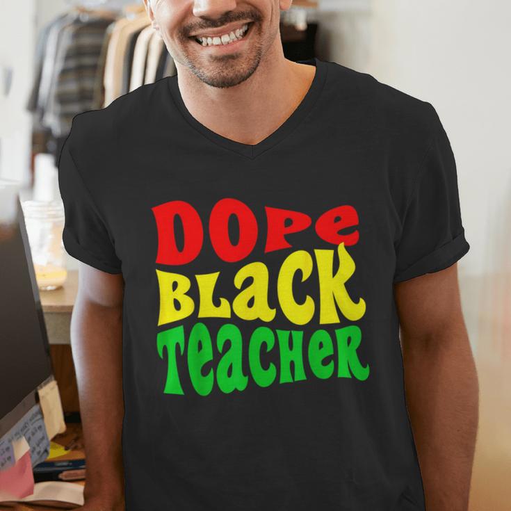 Dope Teacher African American Graduation History Month Men's V-Neck T-Shirt