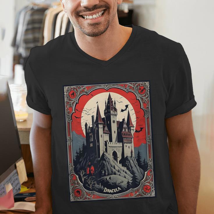 Dracula's Castle Book Cover Illustration Men's V-Neck T-Shirt