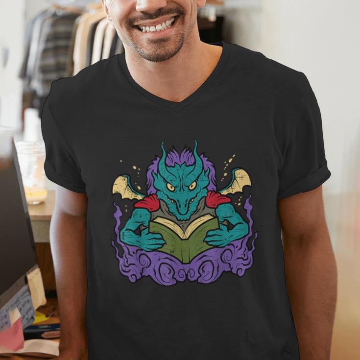Dragon Read Reading Librarian Book Across America Kids Men's V-Neck T-Shirt