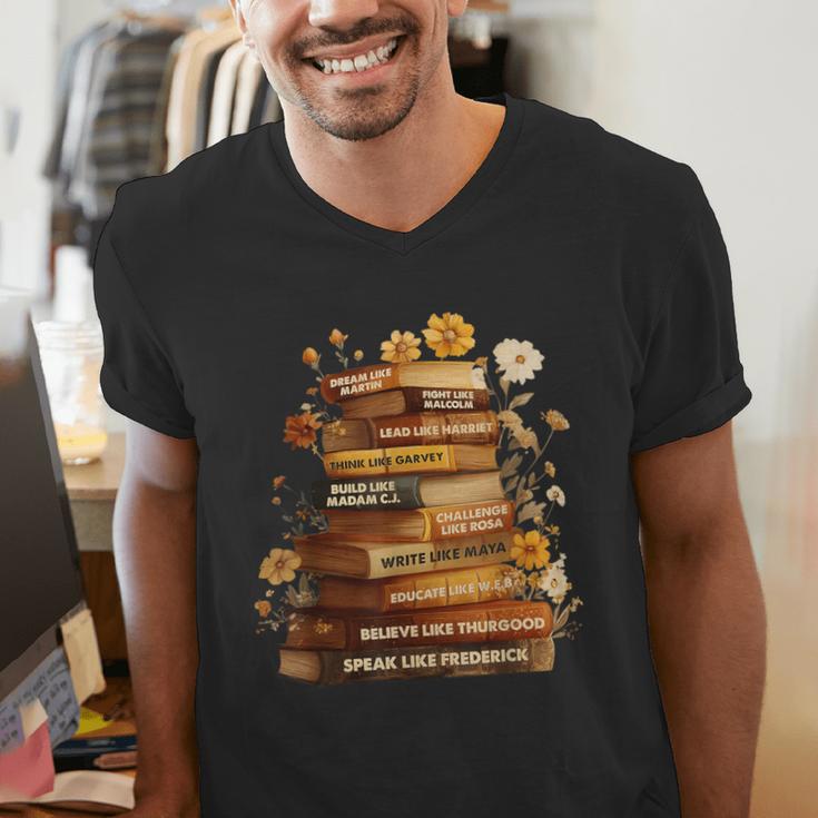Dream Like Martin Floral Book History Month Women Men Men's V-Neck T-Shirt