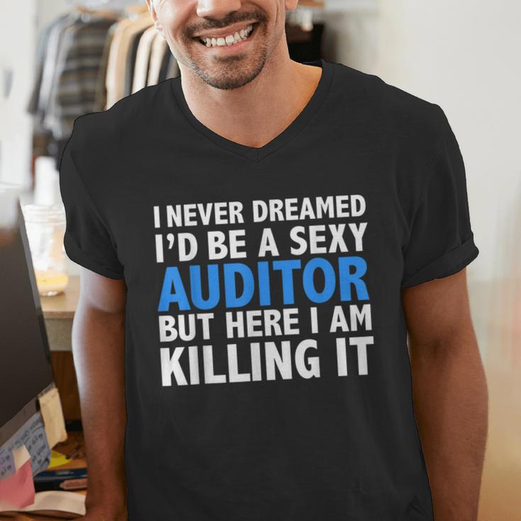 Never Dreamed I'd Be a Sexy Auditor Graduation Men's V-Neck T-Shirt