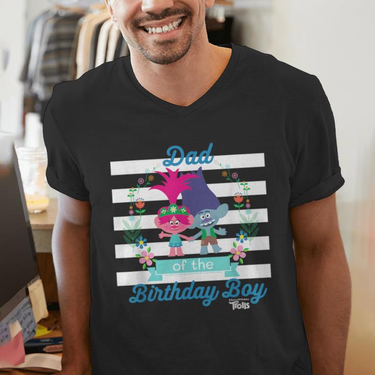 DreamWorks Trolls Dad Of The Birthday Boy Men's V-Neck T-Shirt