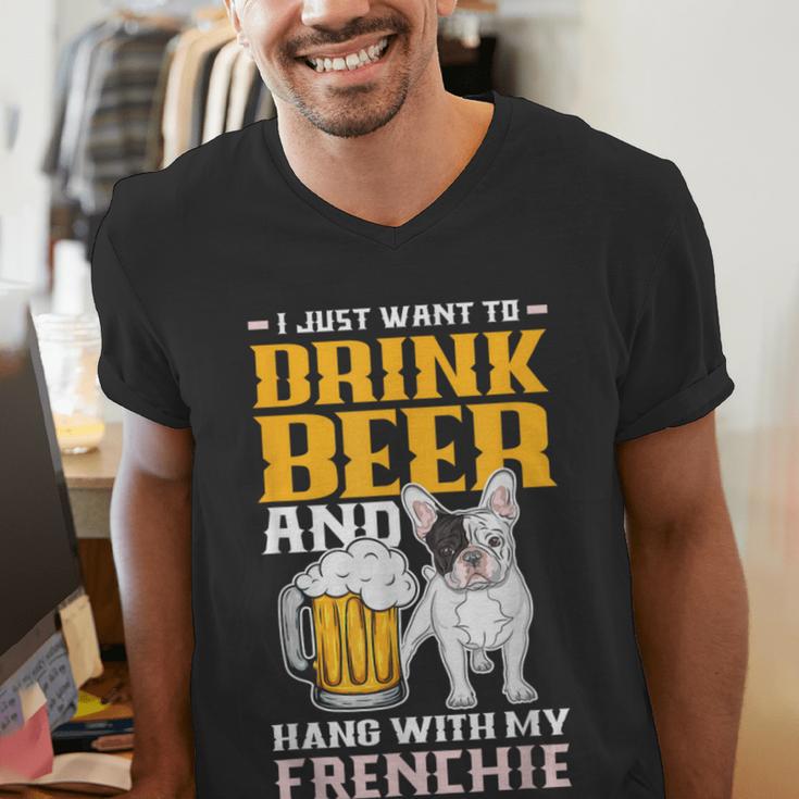 Drink Beer & Hang With My Frenchie French Bulldog Dad For Men Women Men's V-Neck T-Shirt