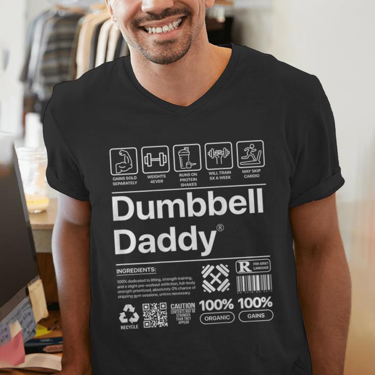 Dumbbell Daddy And Dad Gym Workout Father Men's V-Neck T-Shirt