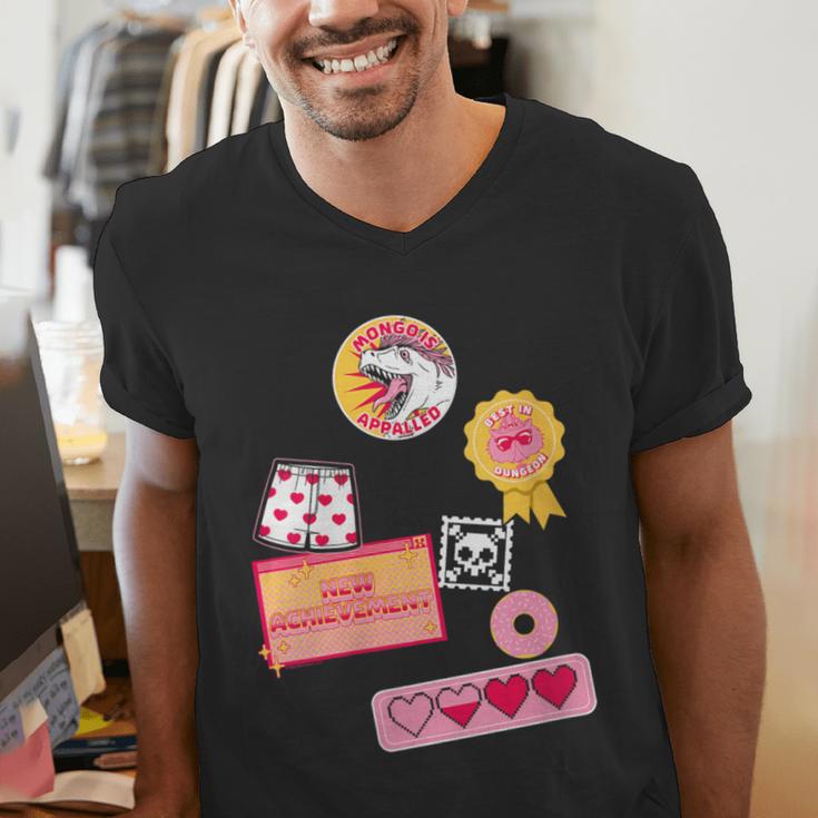 Dungeon Crawler Carl Colorful Sticker Collage LitRPG Book Men's V-Neck T-Shirt Dungeon Crawler Carl Colorful Sticker Collage LitRPG Book Men's V-Neck T-Shirt
