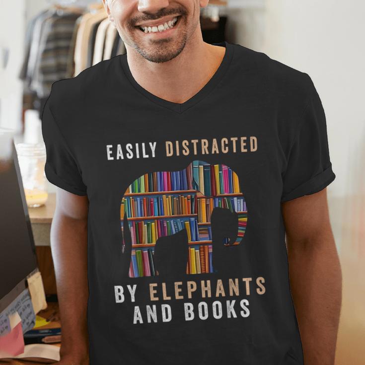 Easily Distracted By Elephants And Books Elephant Men's V-Neck T-Shirt Easily Distracted By Elephants And Books Elephant Men's V-Neck T-Shirt