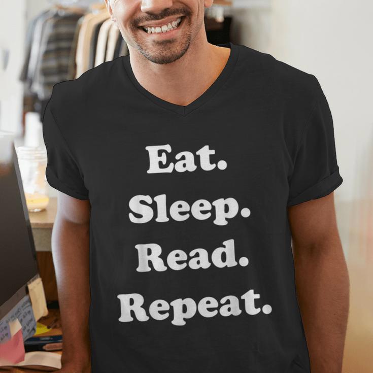 Eat Sleep Read Repeat Book Enthusiast Men's V-Neck T-Shirt