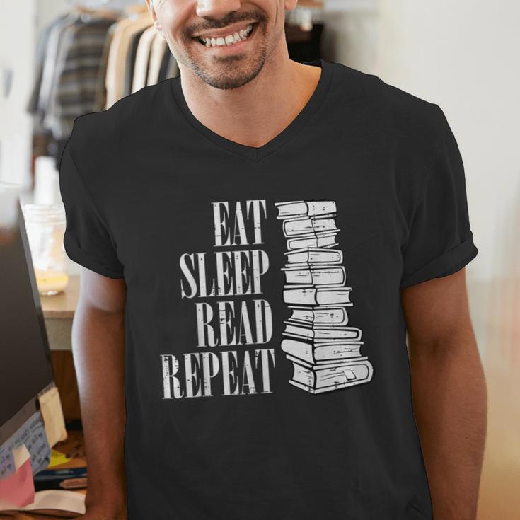 Eat Sleep Read Repeat Reading Book Librarian Men Women Kids Men's V-Neck T-Shirt Eat Sleep Read Repeat Reading Book Librarian Men Women Kids Men's V-Neck T-Shirt