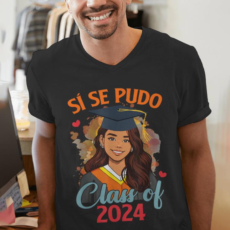 Educated Latina Graduation Day Grad Si Se Pudo Class Of 2024 Men's V-Neck T-Shirt