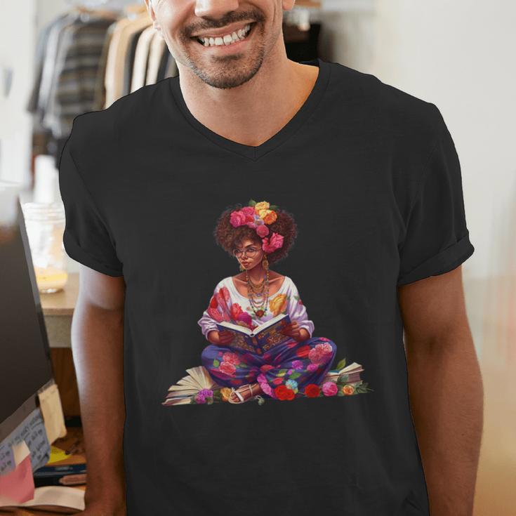 Educated Melanin Queen Afro Women Reading Book History Men's V-Neck T-Shirt Educated Melanin Queen Afro Women Reading Book History Men's V-Neck T-Shirt