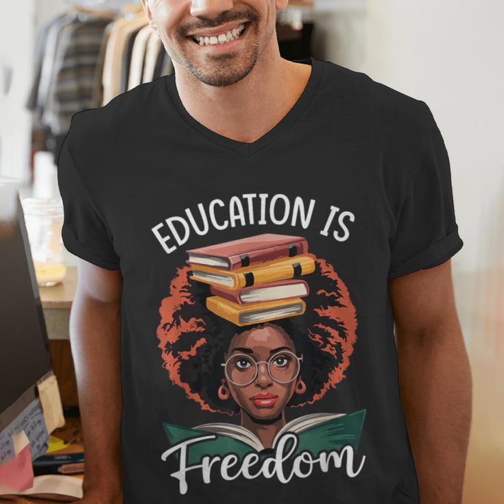 Education Is Freedom African Teacher Books Lovers Men's V-Neck T-Shirt