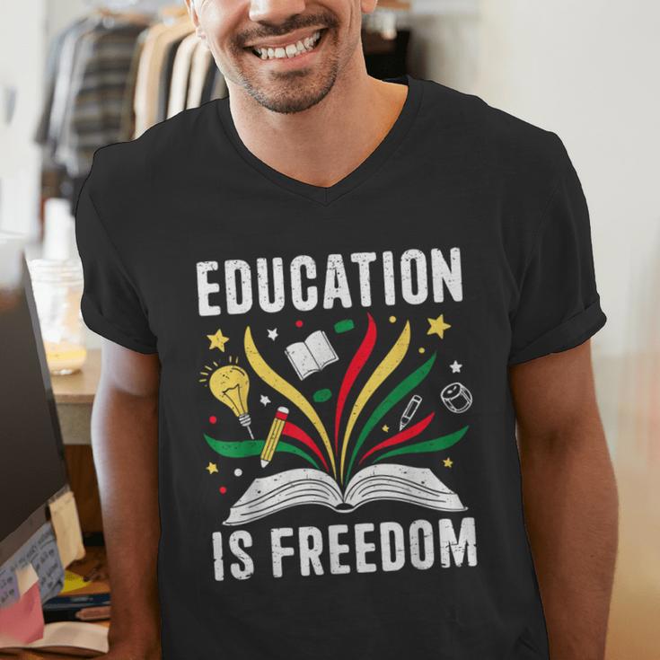 Education Is Freedom Books History Teacher Kids Men's V-Neck T-Shirt