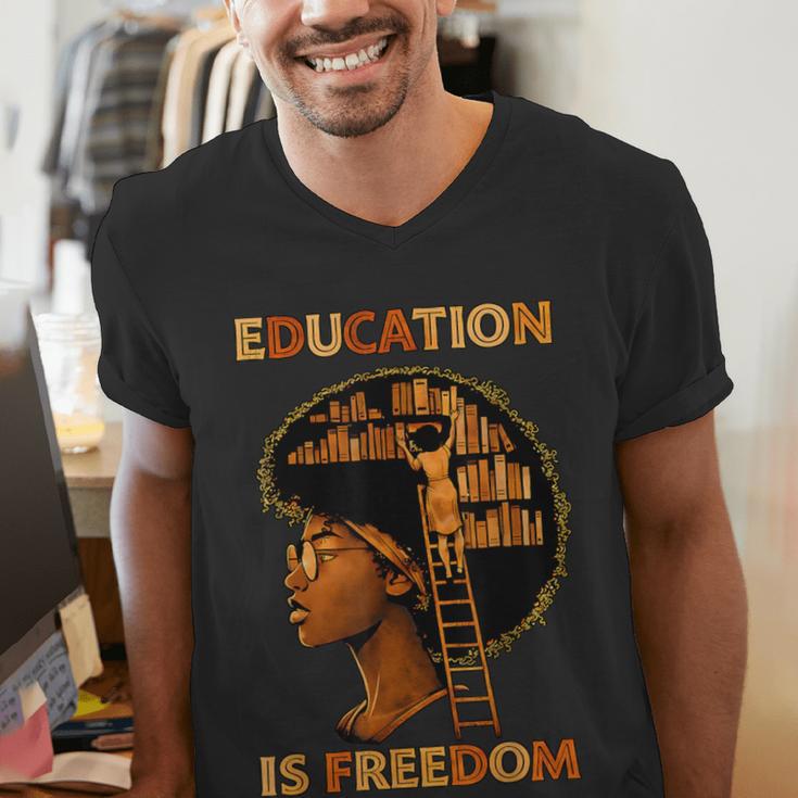 Education Is Freedom Teacher Book Black History Month Men's V-Neck T-Shirt