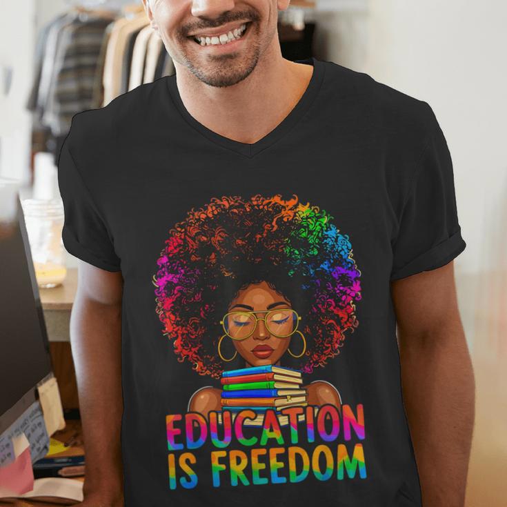 Education Is Freedom Teacher Books History Month Men's V-Neck T-Shirt