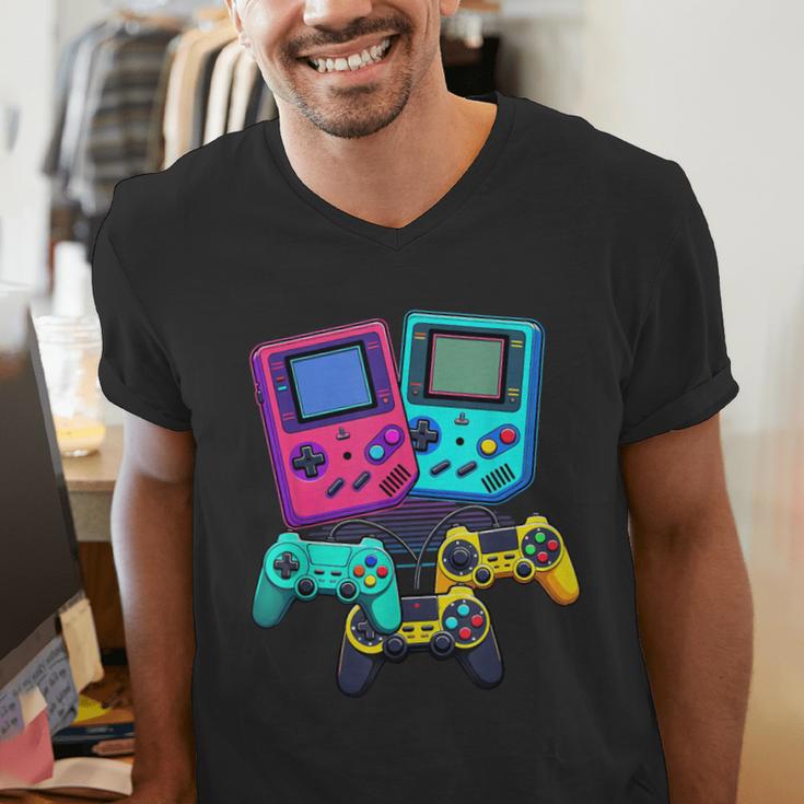 Eighties Console Controller Gaming Player Gadget Nostalgia Men's V-Neck T-Shirt