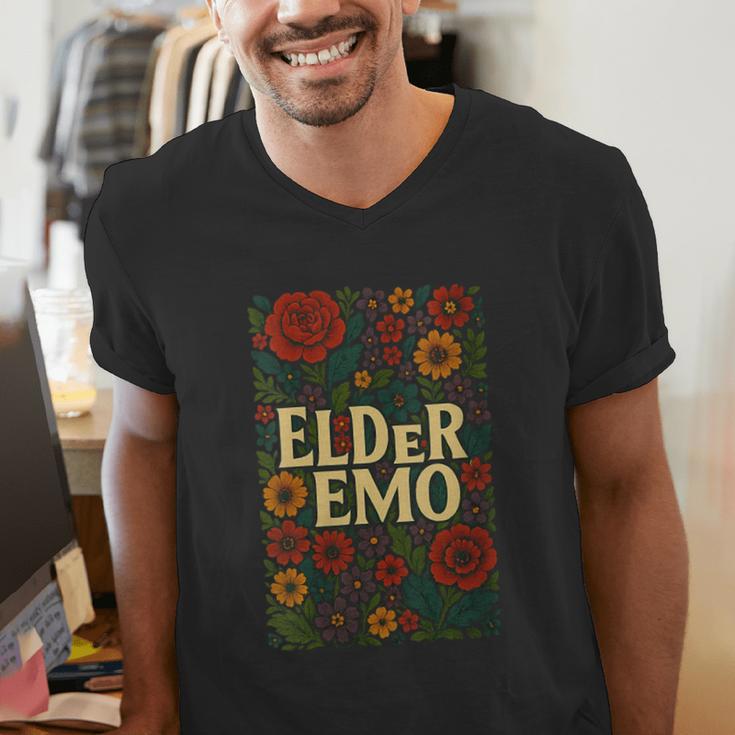 Elder Emo Floral Gothic Vintage Nostalgia Men's V-Neck T-Shirt Elder Emo Floral Gothic Vintage Nostalgia Men's V-Neck T-Shirt