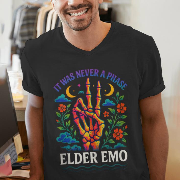 Elder Emo Nostalgia Skeleton Hand Men's V-Neck T-Shirt Elder Emo Nostalgia Skeleton Hand Men's V-Neck T-Shirt