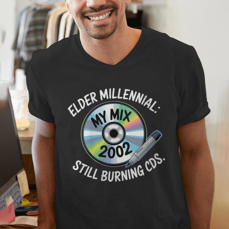 Elder Millennials Embracing 90s CDs Nostalgia Vibes Men's V-Neck T-Shirt