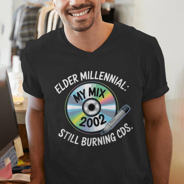 Elder Millennials Embracing 90s CDs Nostalgia Vibes Men's V-Neck T-Shirt