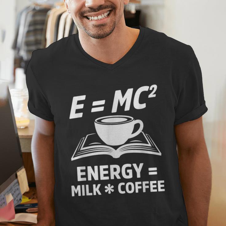 EMC2 Energy Milk x Coffee Science Book Math Lover Men's V-Neck T-Shirt