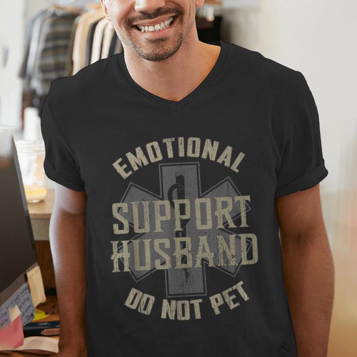 Emotional Support Husband Do Not Pet Dad For Men Men's V-Neck T-Shirt