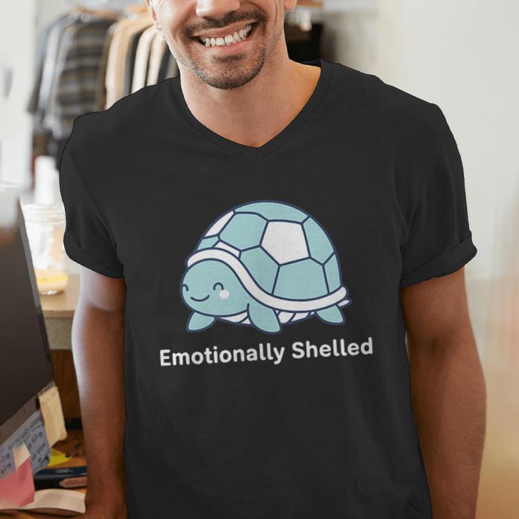 Emotionally Shelled Turtle Introvert Turtle Tee Men's V-Neck T-Shirt
