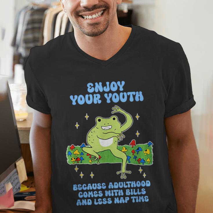 Enjoy Adulthood Comes With Bills Nostalgia Regret Men's V-Neck T-Shirt